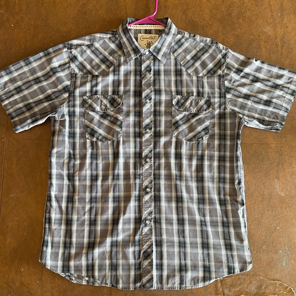 Coastal pearl snap button up short sleeve casual wear western cut 2XL